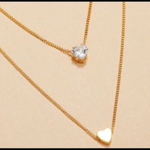 BEAUTIFUL DOUBLE LAYERED GOLD HEART NECKLACE